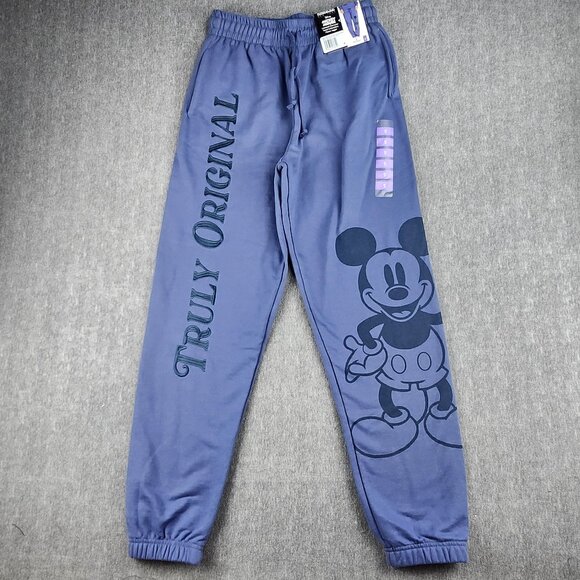 Freeze NY Mickey Truly Original Jogger Blue Women Size S Fleece Tonal Embroidery - Picture 1 of 16